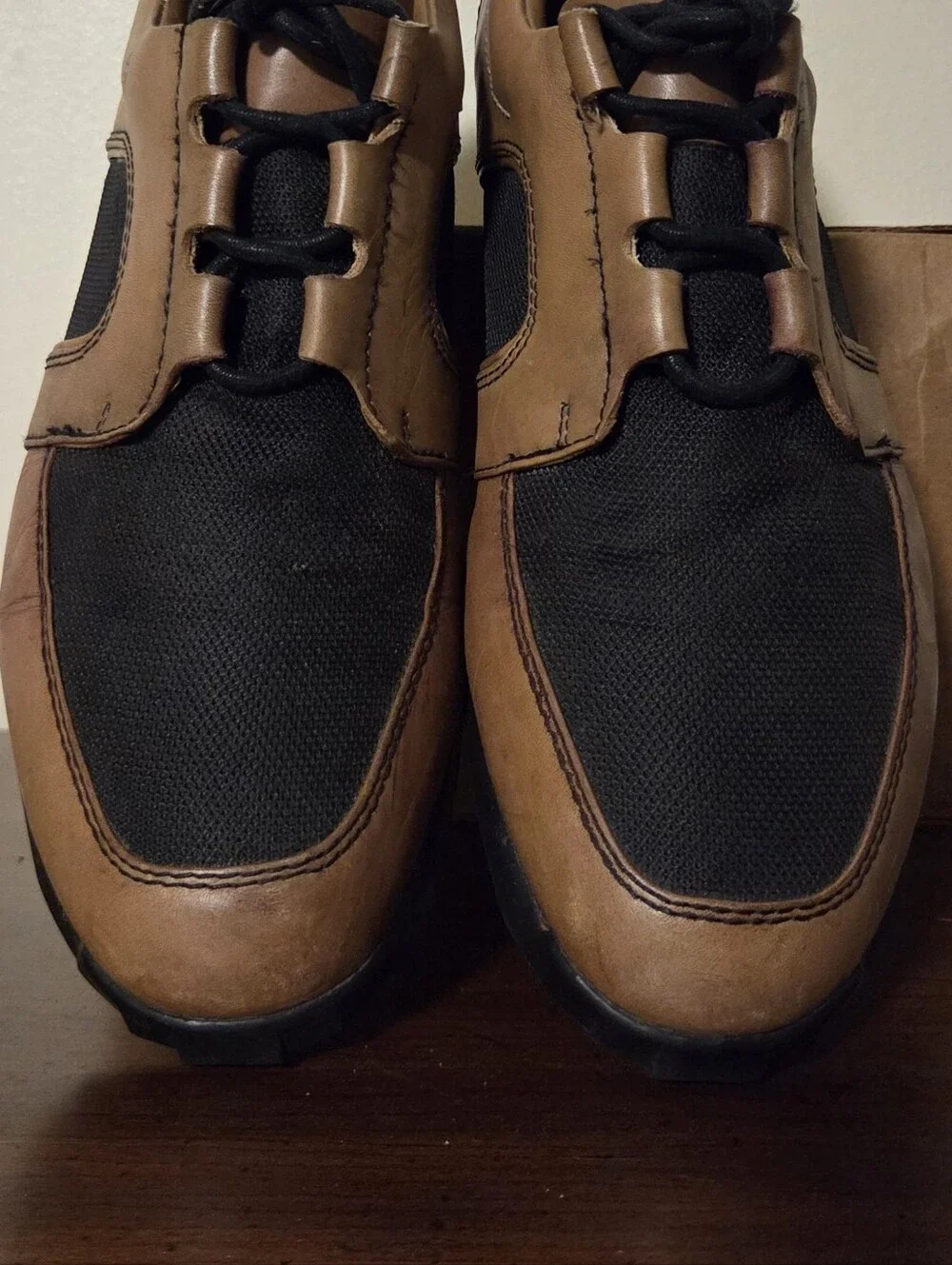 John Fluevog Radio Series Leather & Mesh Oxfords Brown/Black Mens Sz 9 Pre Owned
